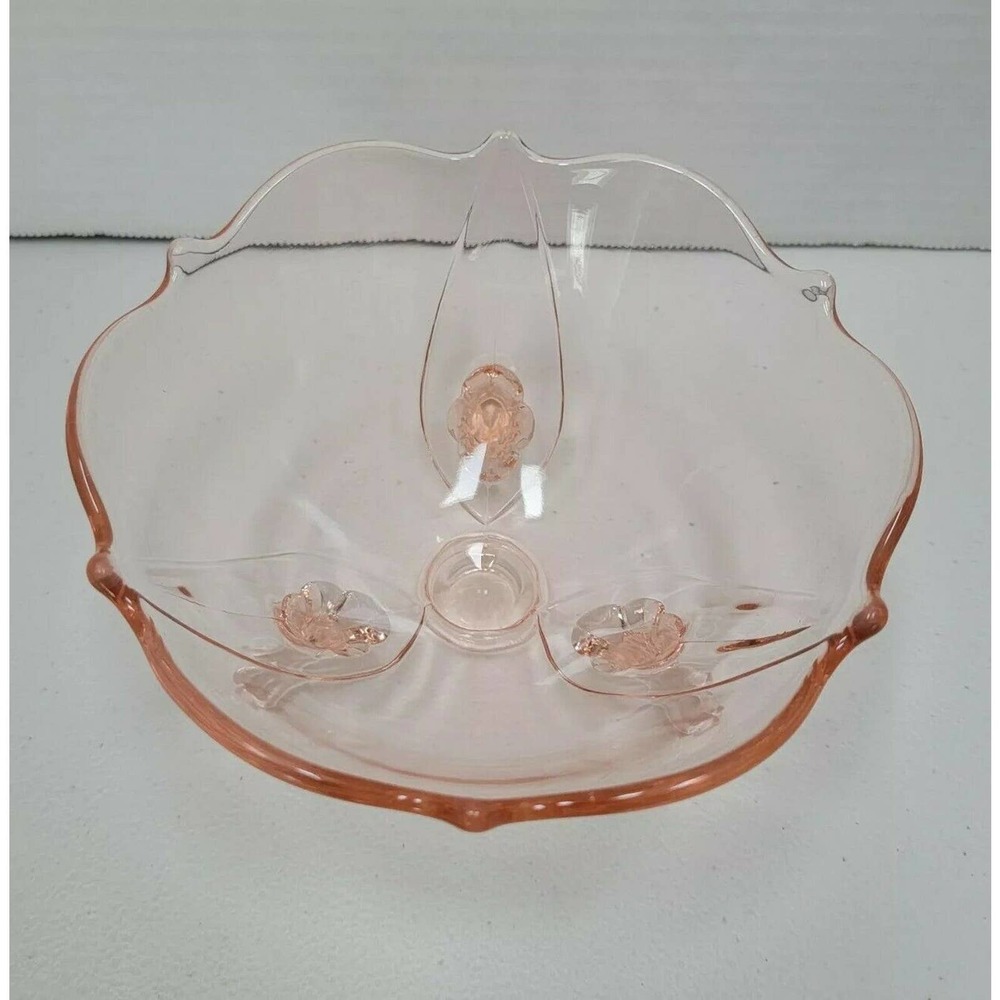 Antique Pink Depression Glass 3-Toed Footed Dish Bowl Small 3 inches tall Vtg